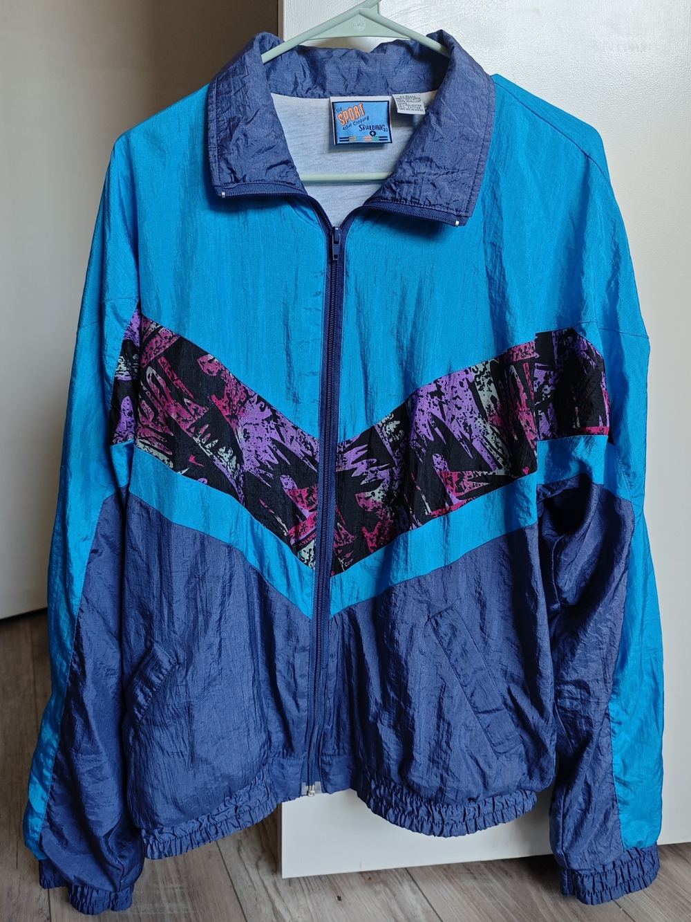 Vintage 80s 90s Spalding Windbreaker Track Jacket Geometric Large